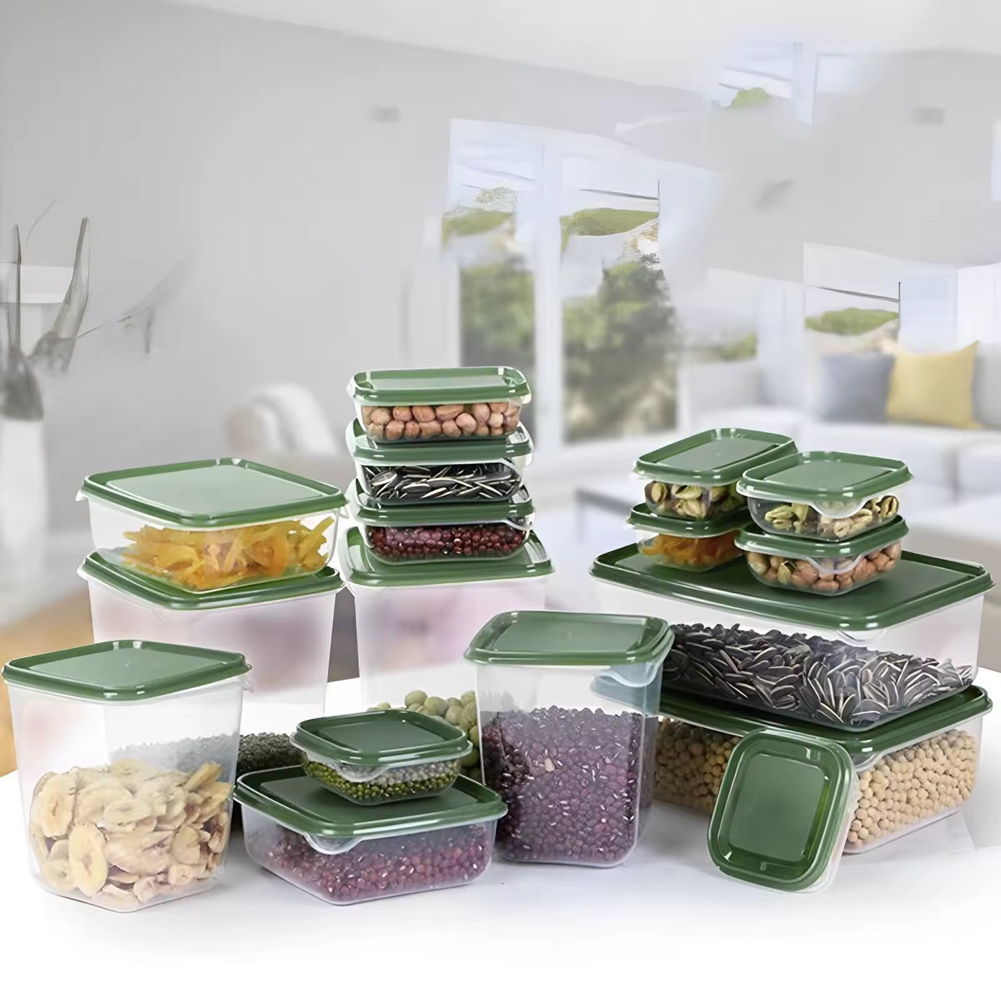 17 Pcs Food Storage Containers with Lids – Airtight & Stackable
