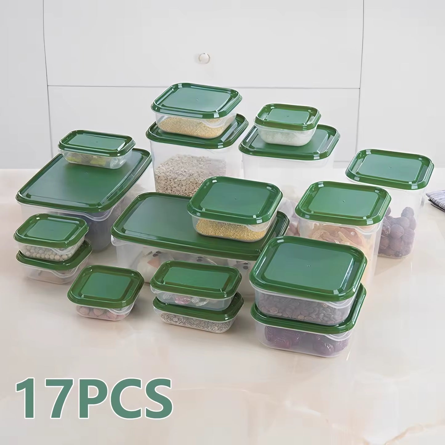 17 Pcs Food Storage Containers with Lids – Airtight & Stackable